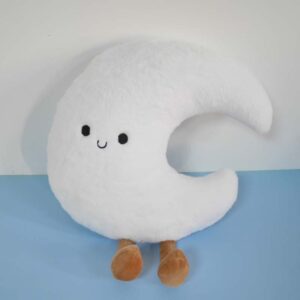 Fluffy White Cartoon Moon Pillow