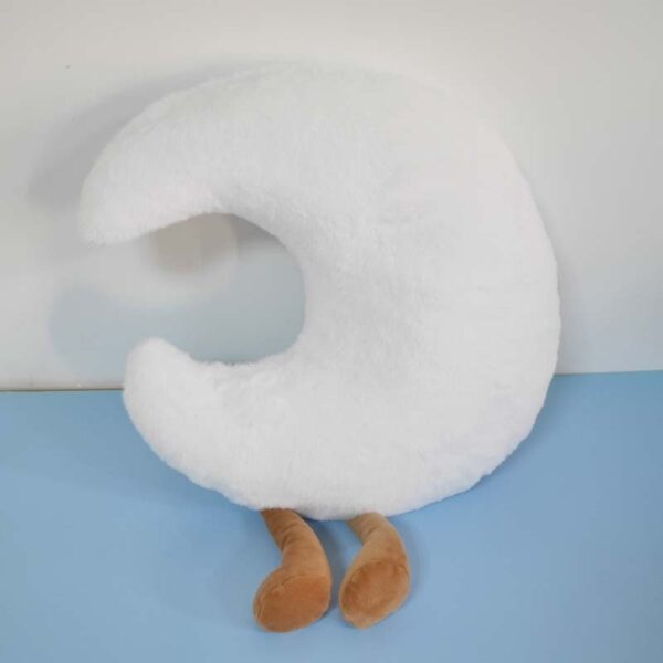 Fluffy White Cartoon Moon Pillow - Image 2