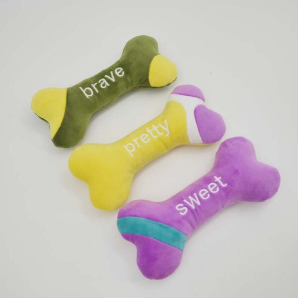 Embroidered Plush Bone Pet Toy - Image 3