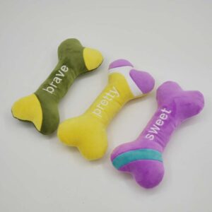 Embroidered Plush Bone Pet Toy