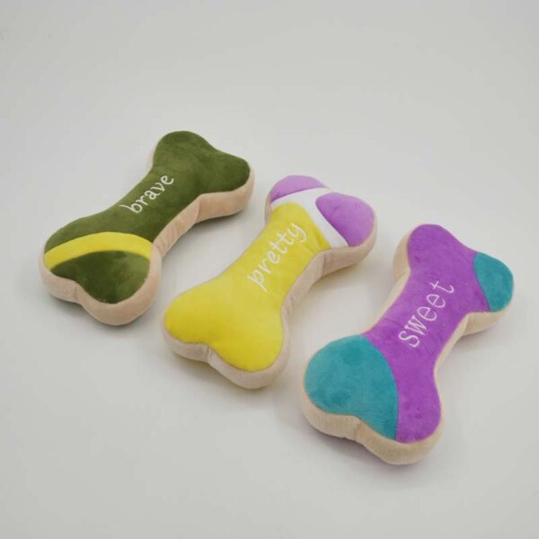 Premium Embroidered Plush Bone Dog Toy - Image 2