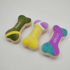 Premium Embroidered Plush Bone Dog Toy
