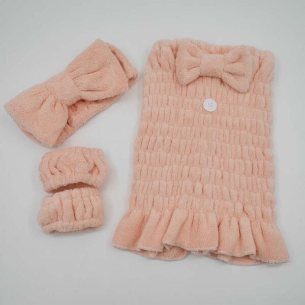 Bow Hair Towel & Headband & Wristband Set - Image 4